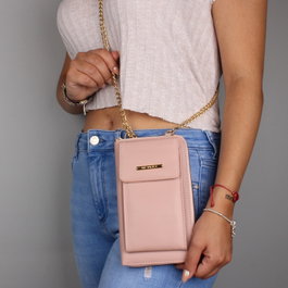 Zoozie Bags Bolsa de Teléfono de Cuero Crossbody Powder